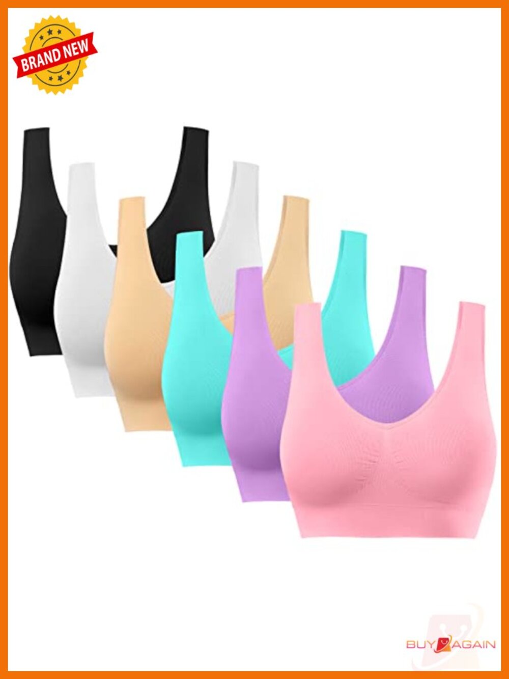 Seamless Sports Bra with Removable Pads, Medium Support